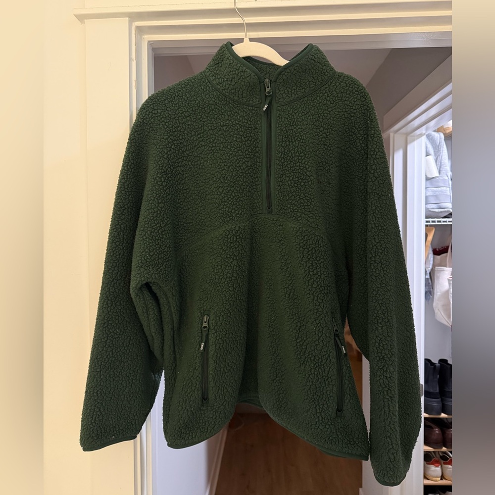TNA Polartec Dark Green Fleece Pullover XL